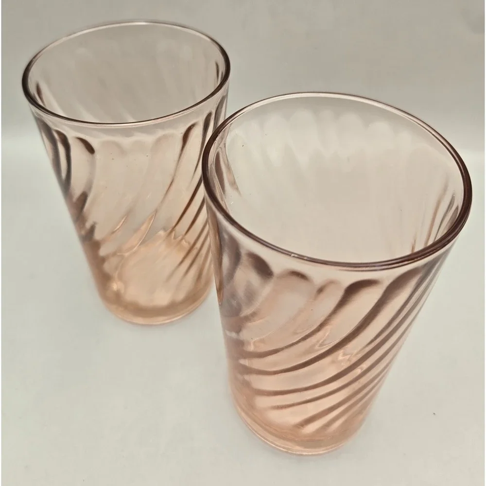 2 Vintage 60's Swirl Rosaline Tumblers 4.75